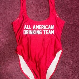 NW: RAVESUITS All American Drinking Team Red One Piece Swimsuit- Size XS